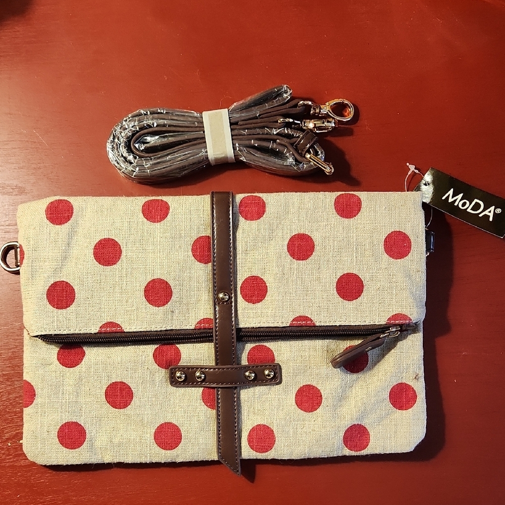 MoDA Polka Dot Clutch with Strap